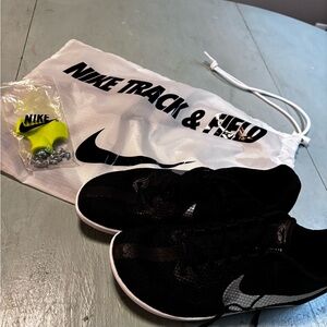 Nike Black and White Track Spikes with Neon Yellow Accessories